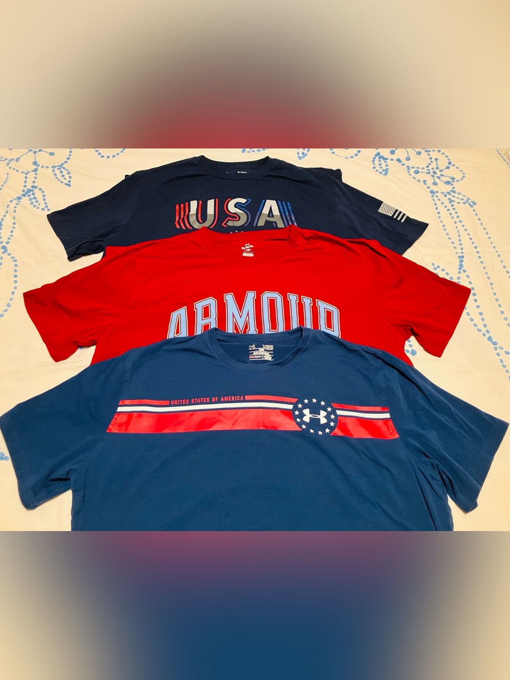Under Armour Mens Lot Of 3 T-Shirts SIZE XL Navy Blue Maroon